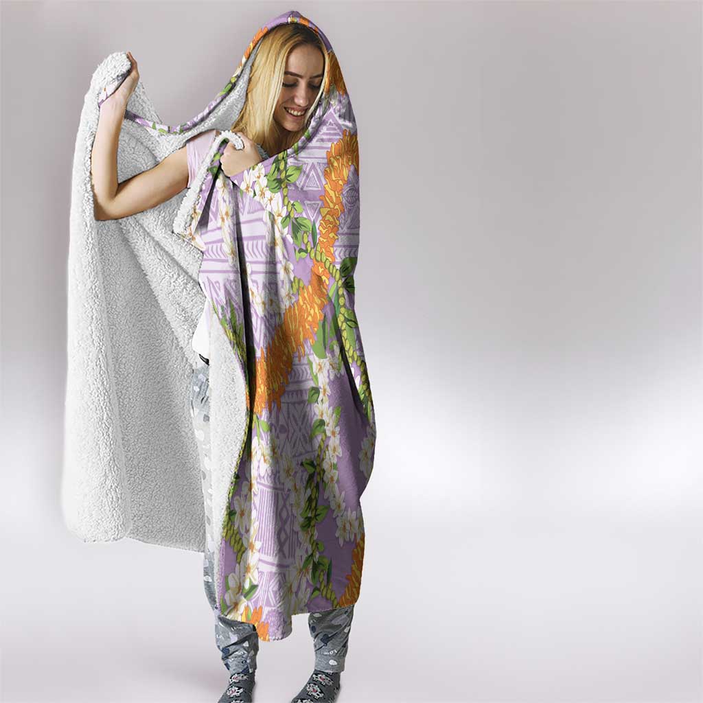 Aloha Festive Hawaii Hooded Blanket Mokihana - Maile and Ilima on Lilac - Polynesian Pride