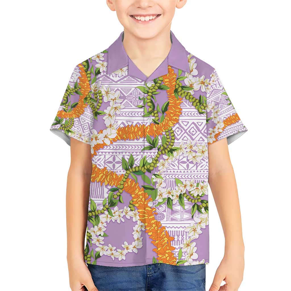 Aloha Festive Hawaii Kid Hawaiian Shirt Mokihana - Maile and Ilima on Lilac - Polynesian Pride