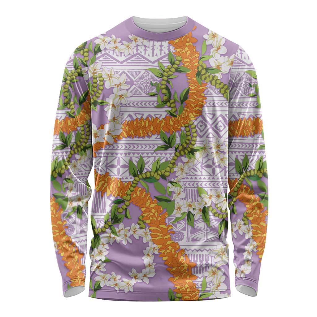 Aloha Festive Hawaii Long Sleeve Shirt Mokihana - Maile and Ilima on Lilac - Polynesian Pride