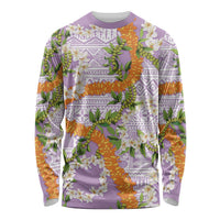 Aloha Festive Hawaii Long Sleeve Shirt Mokihana - Maile and Ilima on Lilac - Polynesian Pride