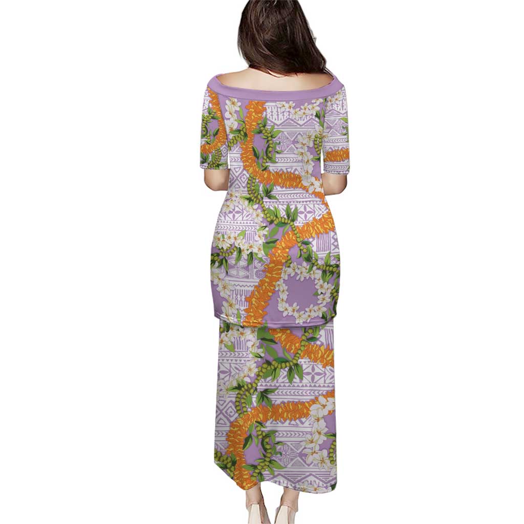 Aloha Festive Hawaii Puletasi Mokihana - Maile and Ilima on Lilac - Polynesian Pride