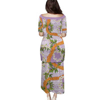 Aloha Festive Hawaii Puletasi Mokihana - Maile and Ilima on Lilac - Polynesian Pride