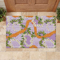 Aloha Festive Hawaii Rubber Doormat Mokihana - Maile and Ilima on Lilac - Polynesian Pride