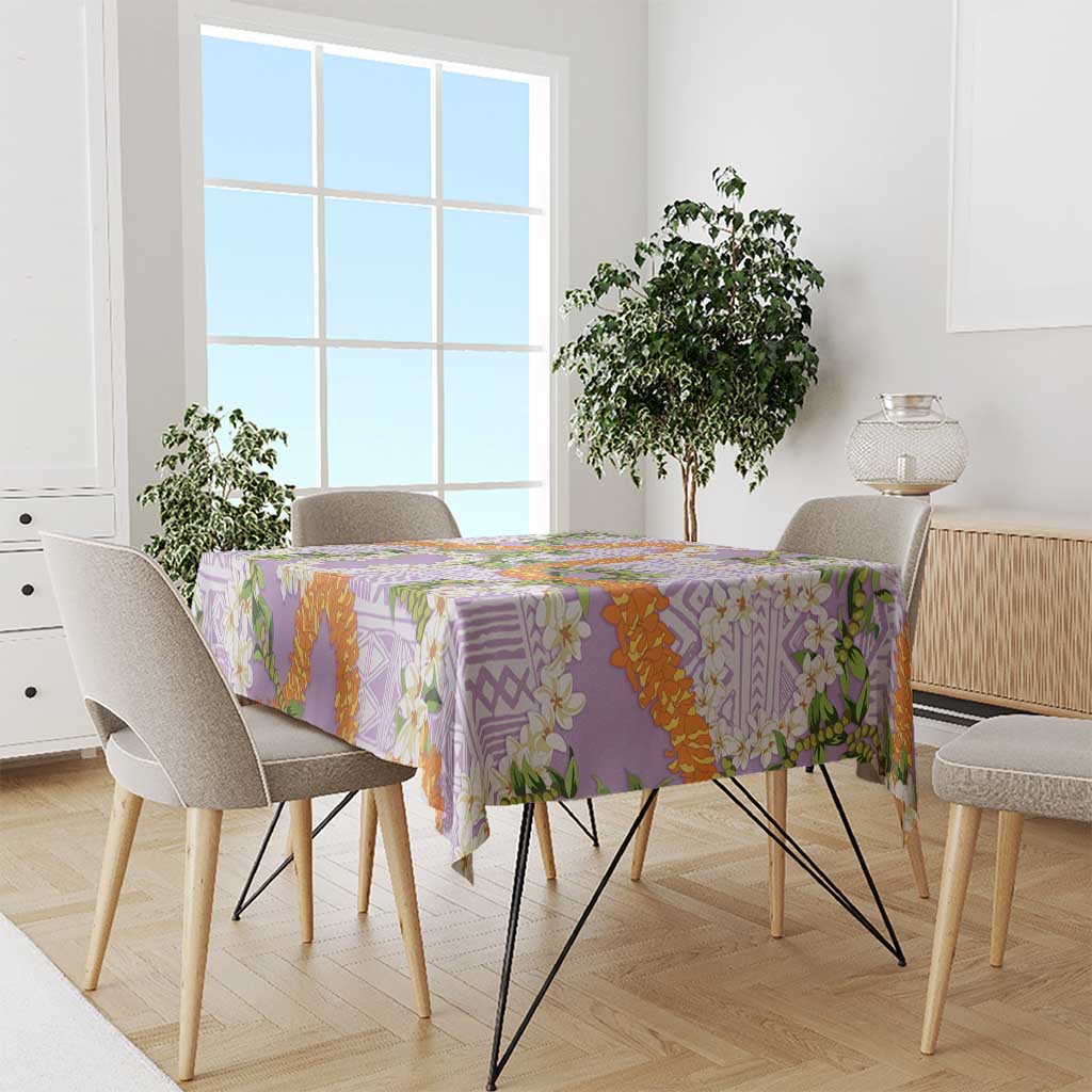 Aloha Festive Hawaii Tablecloth Mokihana - Maile and Ilima on Lilac - Polynesian Pride