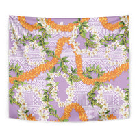 Aloha Festive Hawaii Tapestry Mokihana - Maile and Ilima on Lilac - Polynesian Pride
