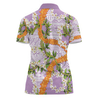 Aloha Festive Hawaii Women Polo Shirt Mokihana - Maile and Ilima on Lilac - Polynesian Pride