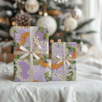 Aloha Festive Hawaii Wrapping Paper Mokihana - Maile and Ilima on Lilac