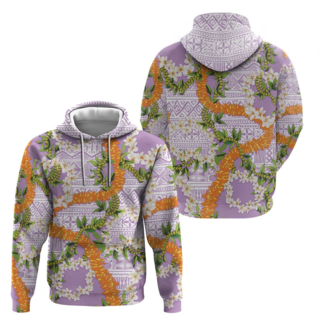 Aloha Festive Hawaii Zip Hoodie Mokihana - Maile and Ilima on Lilac - Polynesian Pride