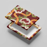 Aloha Festive Hawaii Canvas Wall Art Mokihana - Maile and Ilima on Crimson - Polynesian Pride