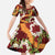 Aloha Festive Hawaii Family Matching Long Sleeve Bodycon Dress and Hawaiian Shirt Mokihana - Maile and Ilima on Crimson - Polynesian Pride