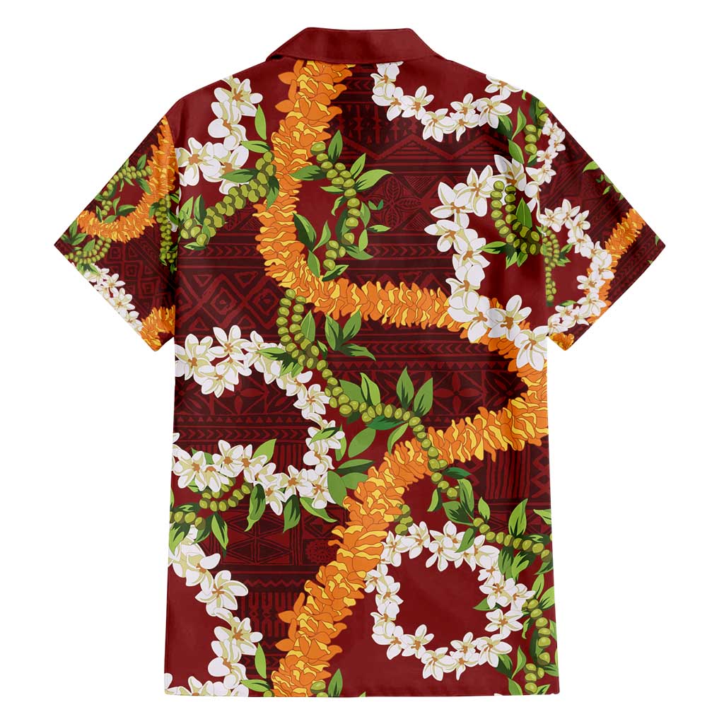 Aloha Festive Hawaii Family Matching Puletasi and Hawaiian Shirt Mokihana - Maile and Ilima on Crimson - Polynesian Pride