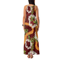 Aloha Festive Hawaii Family Matching Tank Maxi Dress and Hawaiian Shirt Mokihana - Maile and Ilima on Crimson - Polynesian Pride