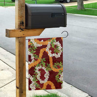 Aloha Festive Hawaii Garden Flag Mokihana - Maile and Ilima on Crimson - Polynesian Pride