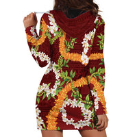 Aloha Festive Hawaii Hoodie Dress Mokihana - Maile and Ilima on Crimson - Polynesian Pride