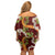 Aloha Festive Hawaii Off Shoulder Short Dress Mokihana - Maile and Ilima on Crimson - Polynesian Pride