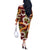 Aloha Festive Hawaii Off The Shoulder Long Sleeve Dress Mokihana - Maile and Ilima on Crimson - Polynesian Pride