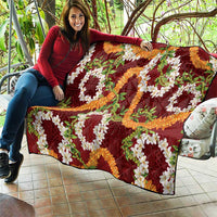 Aloha Festive Hawaii Quilt Mokihana - Maile and Ilima on Crimson - Polynesian Pride