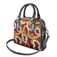 Aloha Festive Hawaii Shoulder Handbag Mokihana - Maile and Ilima on Crimson - Polynesian Pride