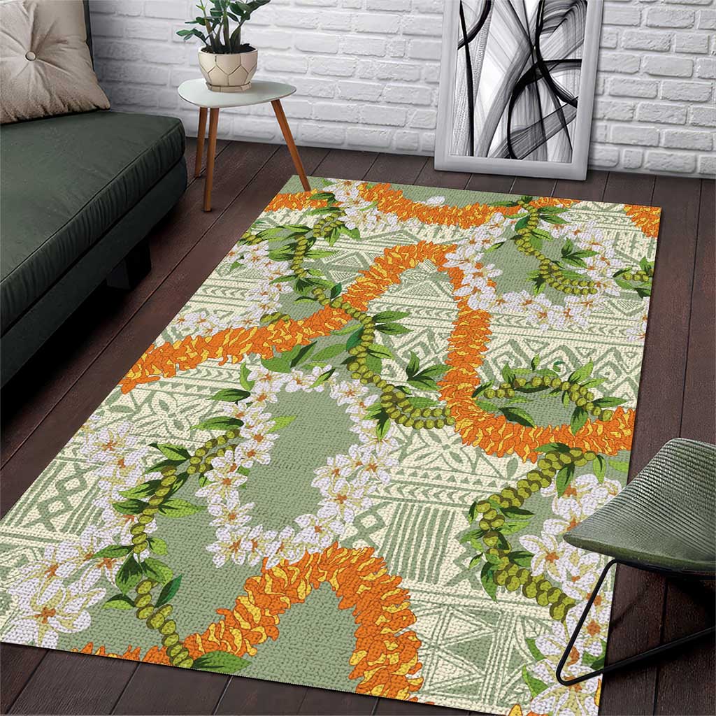 Aloha Festive Hawaii Area Rug Mokihana - Maile Leis in Muted Summer - Polynesian Pride