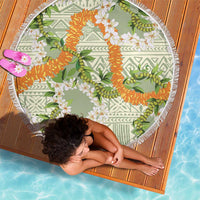 Aloha Festive Hawaii Beach Blanket Mokihana - Maile Leis in Muted Summer - Polynesian Pride