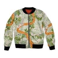 Aloha Festive Hawaii Bomber Jacket Mokihana - Maile Leis in Muted Summer - Polynesian Pride