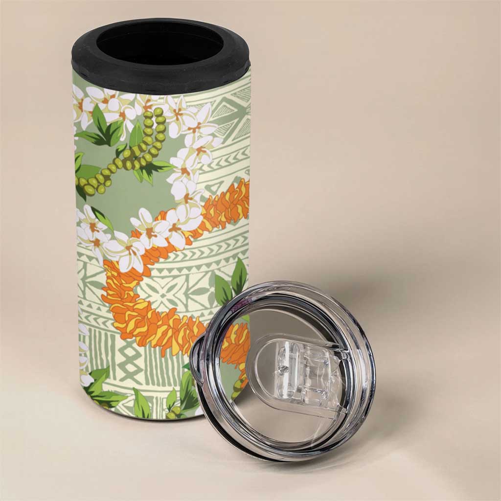 Aloha Festive Hawaii 4 in 1 Can Cooler Tumbler Mokihana - Maile Leis in Muted Summer - Polynesian Pride