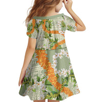 Aloha Festive Hawaii Family Matching Off Shoulder Short Dress and Hawaiian Shirt Mokihana - Maile Leis in Muted Summer - Polynesian Pride