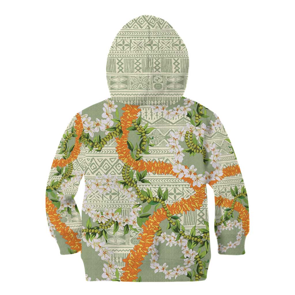 Aloha Festive Hawaii Kid Hoodie Mokihana - Maile Leis in Muted Summer - Polynesian Pride