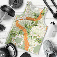 Aloha Festive Hawaii Men Tank Top Mokihana - Maile Leis in Muted Summer - Polynesian Pride