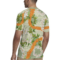 Aloha Festive Hawaii Rugby Jersey Mokihana - Maile Leis in Muted Summer - Polynesian Pride