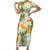 Aloha Festive Hawaii Short Sleeve Bodycon Dress Mokihana - Maile Leis in Muted Summer - Polynesian Pride