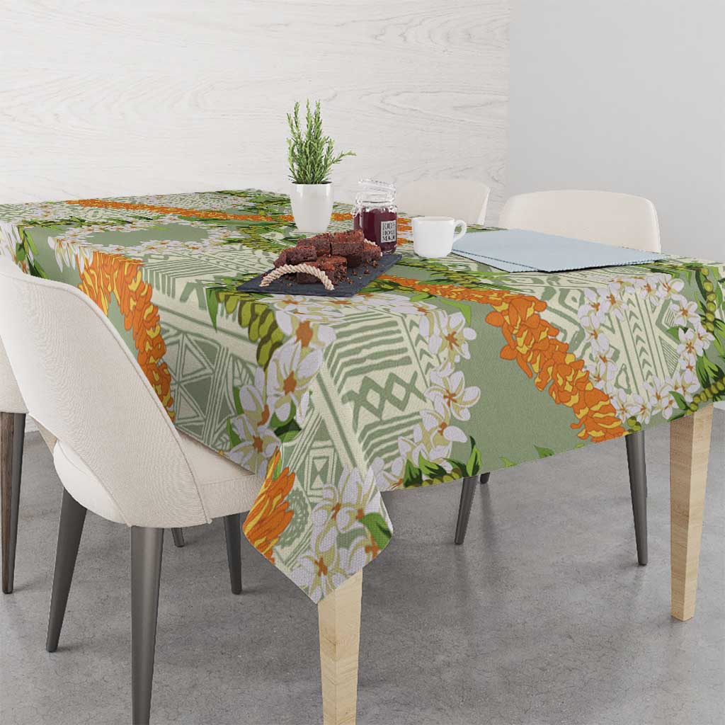 Aloha Festive Hawaii Tablecloth Mokihana - Maile Leis in Muted Summer - Polynesian Pride