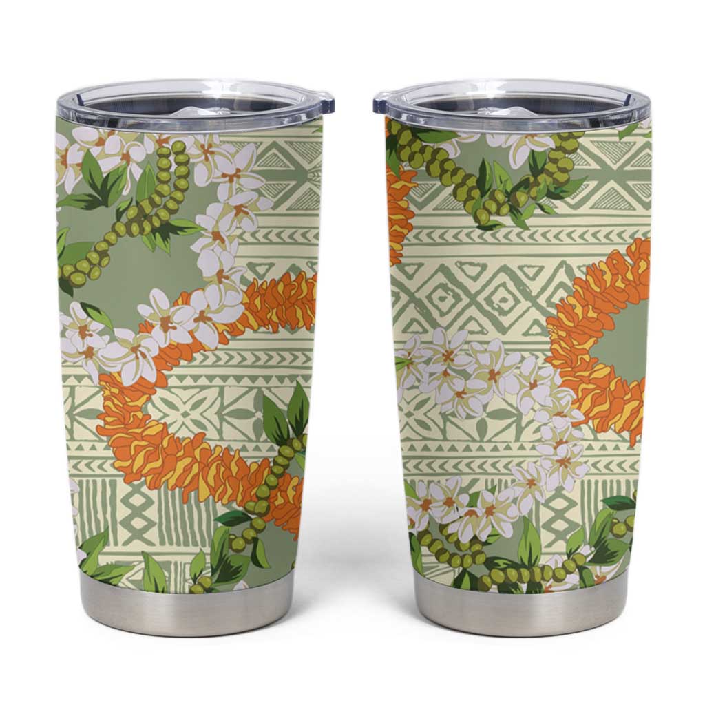 Aloha Festive Hawaii Tumbler Cup Mokihana - Maile Leis in Muted Summer - Polynesian Pride
