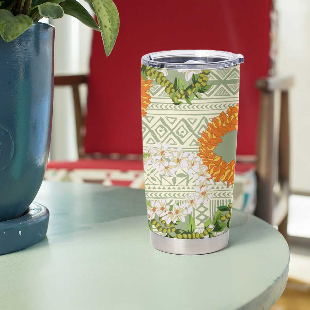Aloha Festive Hawaii Tumbler Cup Mokihana - Maile Leis in Muted Summer - Polynesian Pride