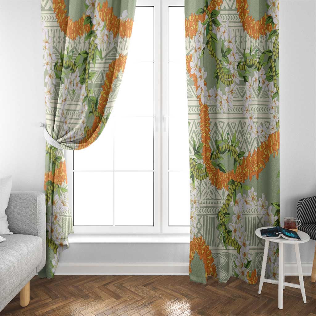 Aloha Festive Hawaii Window Curtain Mokihana - Maile Leis in Muted Summer - Polynesian Pride