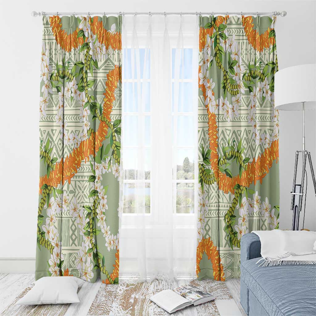 Aloha Festive Hawaii Window Curtain Mokihana - Maile Leis in Muted Summer - Polynesian Pride