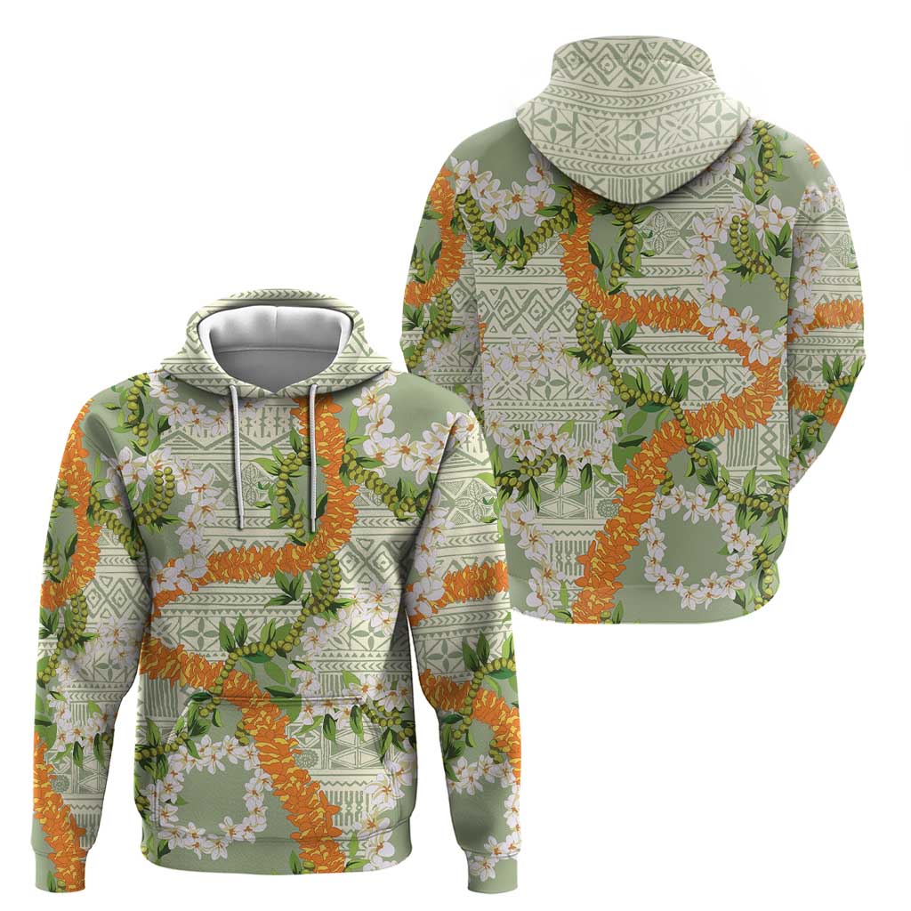 Aloha Festive Hawaii Zip Hoodie Mokihana - Maile Leis in Muted Summer - Polynesian Pride
