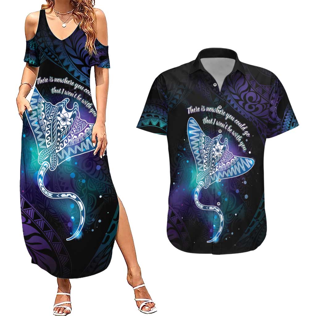 Polynesian Tala Manta Ray Couples Matching Summer Maxi Dress and Hawaiian Shirt Nowhere You Could Go That I Won't Be With You - Polynesian Pride