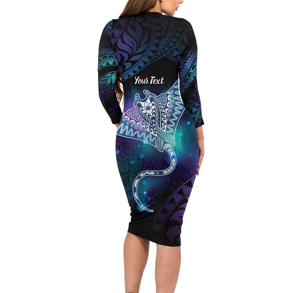 Polynesian Tala Manta Ray Family Matching Long Sleeve Bodycon Dress and Hawaiian Shirt Nowhere You Could Go That I Won't Be With You - Polynesian Pride