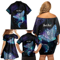 Polynesian Tala Manta Ray Family Matching Off Shoulder Short Dress and Hawaiian Shirt Nowhere You Could Go That I Won't Be With You - Polynesian Pride