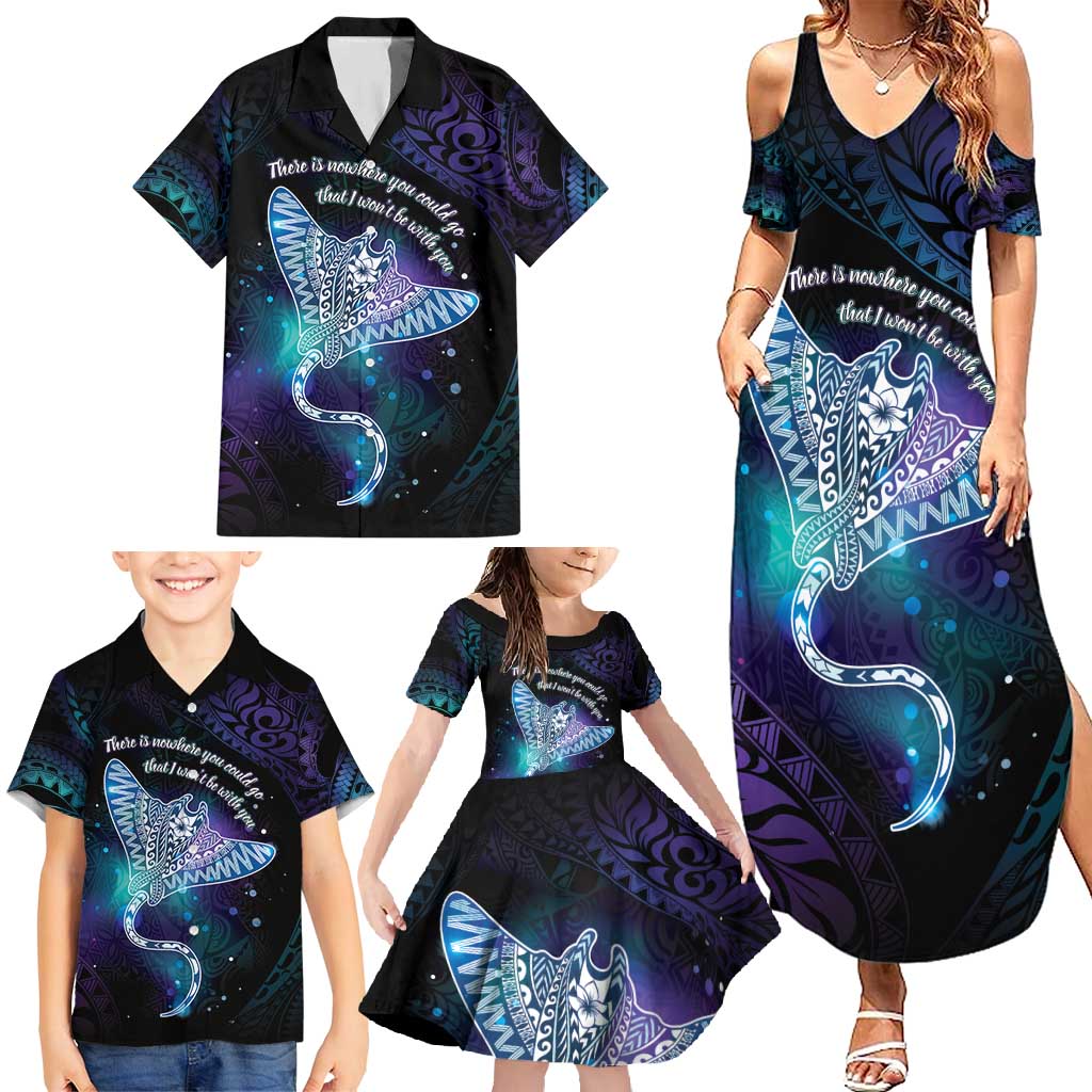 Polynesian Tala Manta Ray Family Matching Summer Maxi Dress and Hawaiian Shirt Nowhere You Could Go That I Won't Be With You - Polynesian Pride
