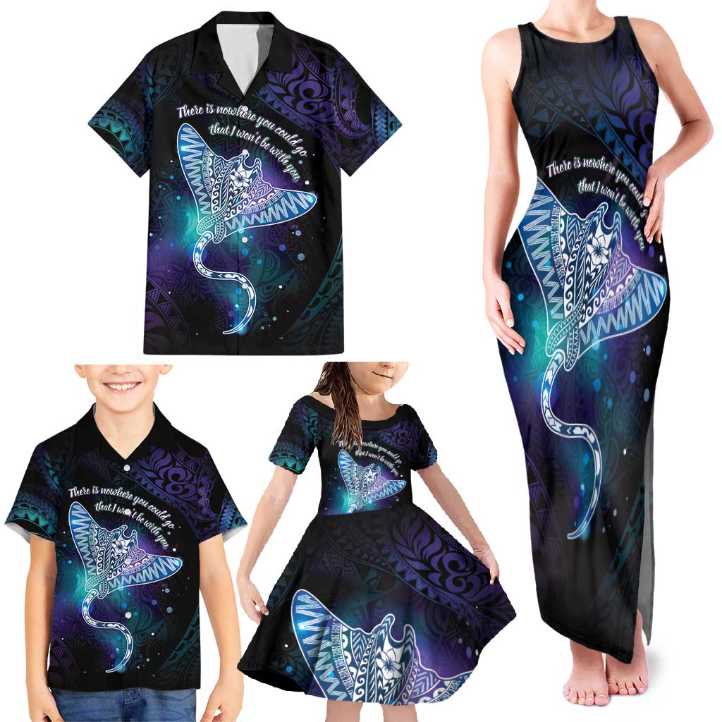 Polynesian Tala Manta Ray Family Matching Tank Maxi Dress and Hawaiian Shirt Nowhere You Could Go That I Won't Be With You - Polynesian Pride