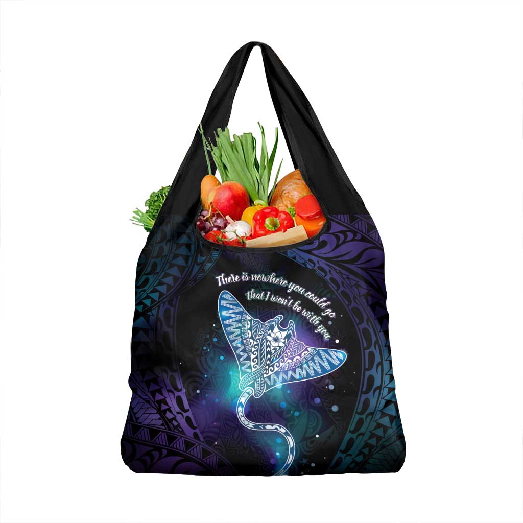 Polynesian Tala Manta Ray Grocery Bag Nowhere You Could Go That I Won't Be With You - Polynesian Pride