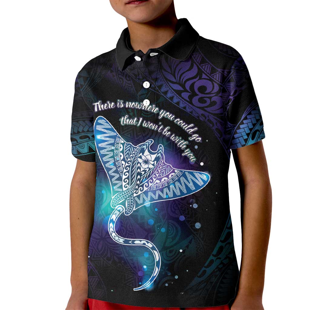 Polynesian Tala Manta Ray Kid Polo Shirt Nowhere You Could Go That I Won't Be With You - Polynesian Pride
