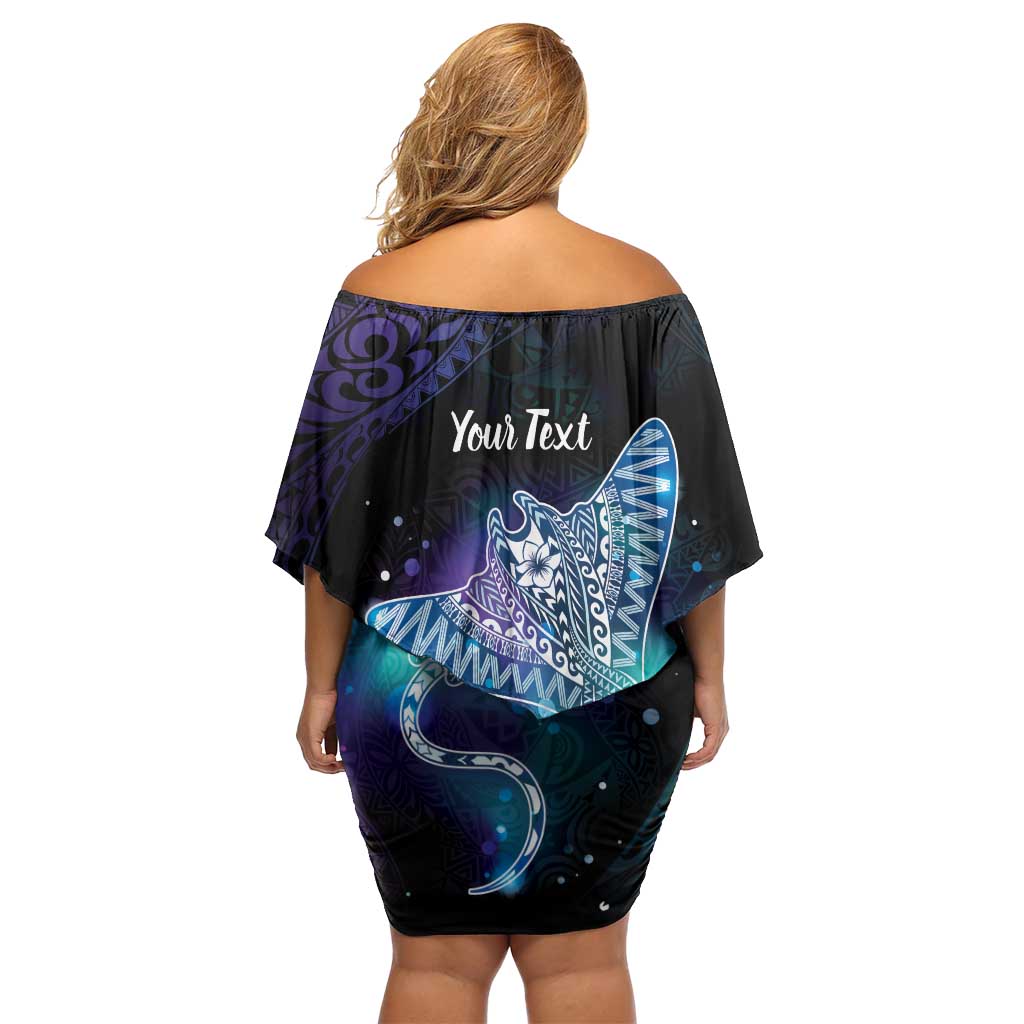 Polynesian Tala Manta Ray Off Shoulder Short Dress Nowhere You Could Go That I Won't Be With You - Polynesian Pride