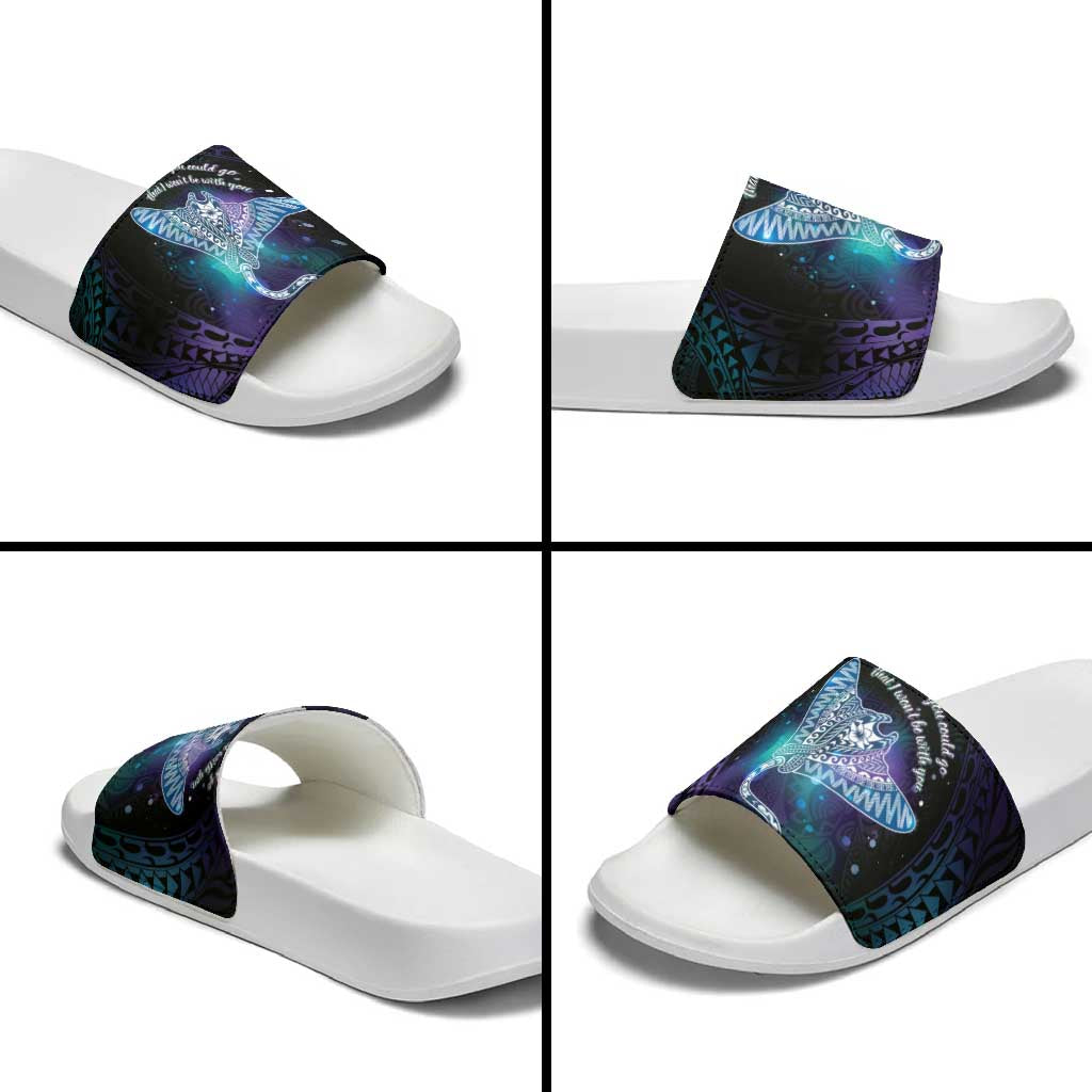 Polynesian Tala Manta Ray Slide Sandals Nowhere You Could Go That I Won't Be With You - Polynesian Pride
