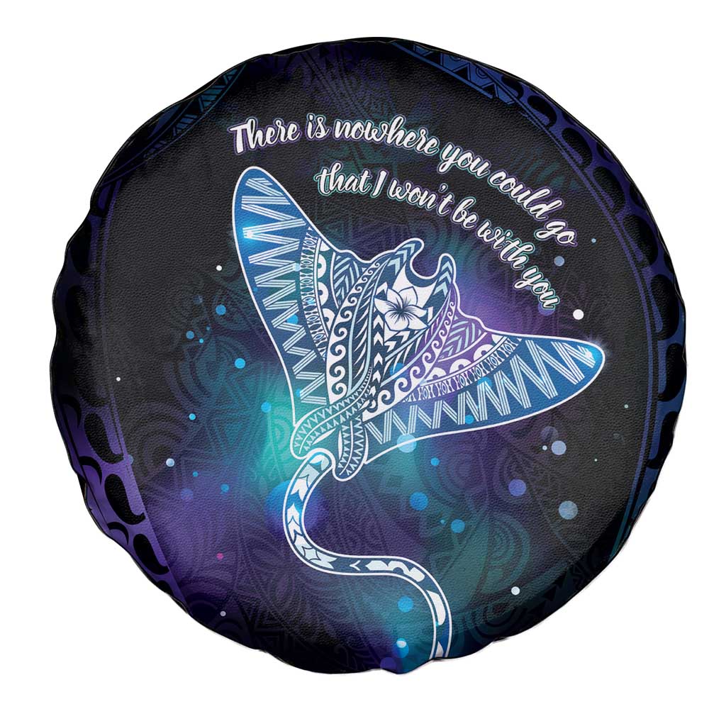 Polynesian Tala Manta Ray Spare Tire Cover Nowhere You Could Go That I Won't Be With You - Polynesian Pride