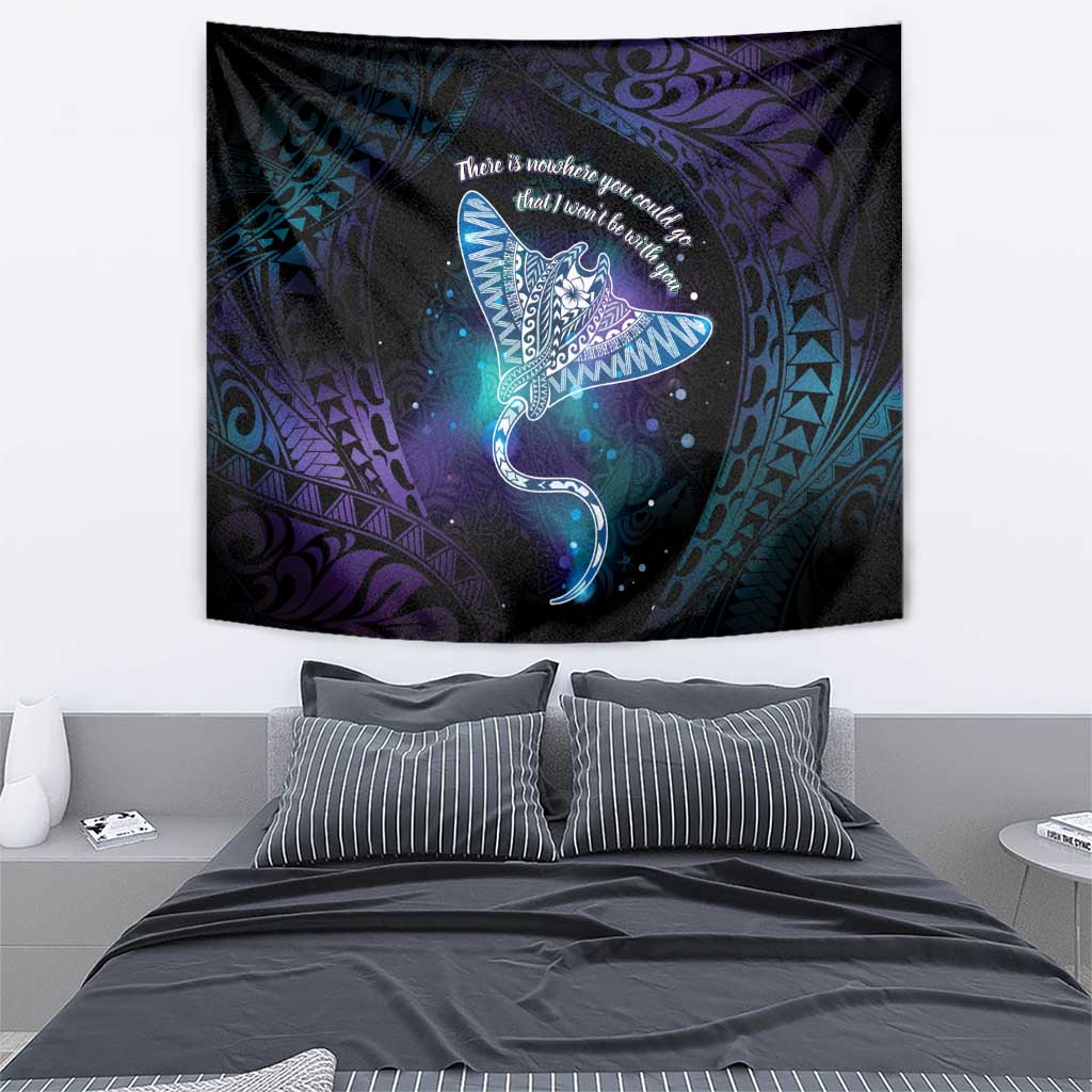 Polynesian Tala Manta Ray Tapestry Nowhere You Could Go That I Won't Be With You - Polynesian Pride