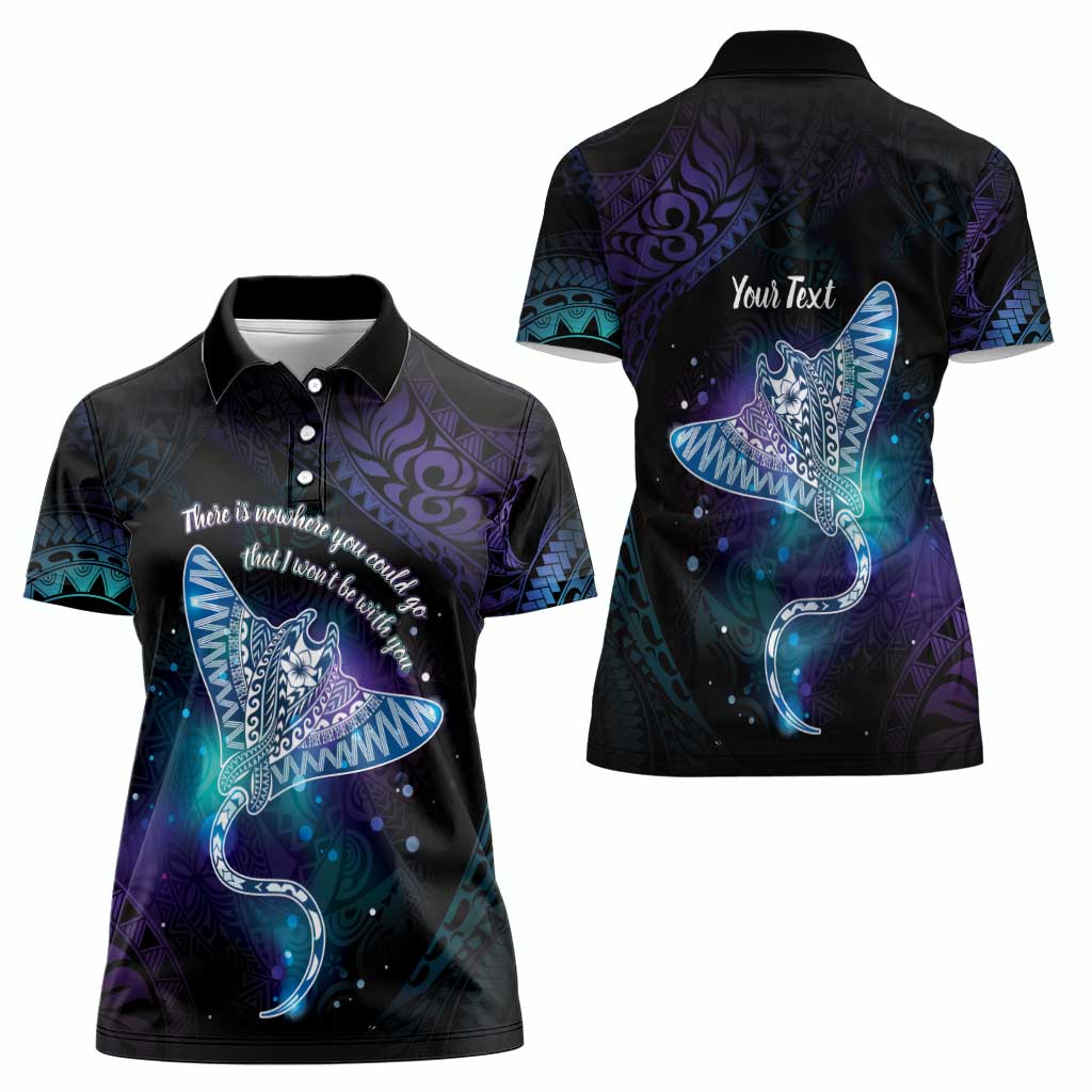 Polynesian Tala Manta Ray Women Polo Shirt Nowhere You Could Go That I Won't Be With You - Polynesian Pride