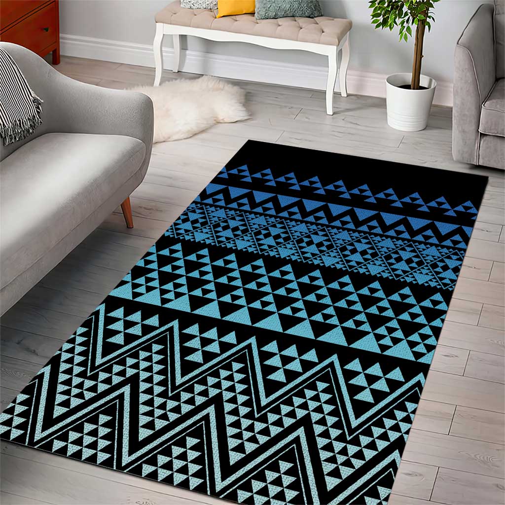 Maori Niho Taniwha Te Wheiao Area Rug Moana Blue - Polynesian Pride